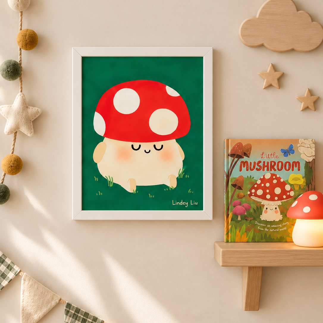Mushroom Art Print – 8" × 10" Botanical Wall Decor