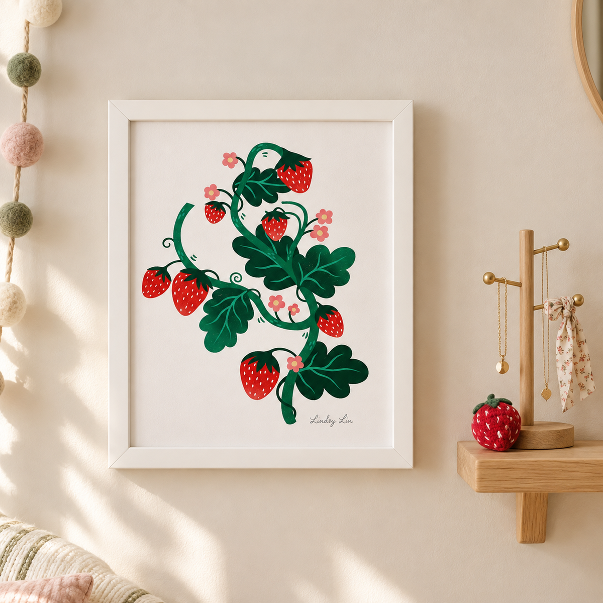 Strawberry Wall Decor – 8" × 10"
