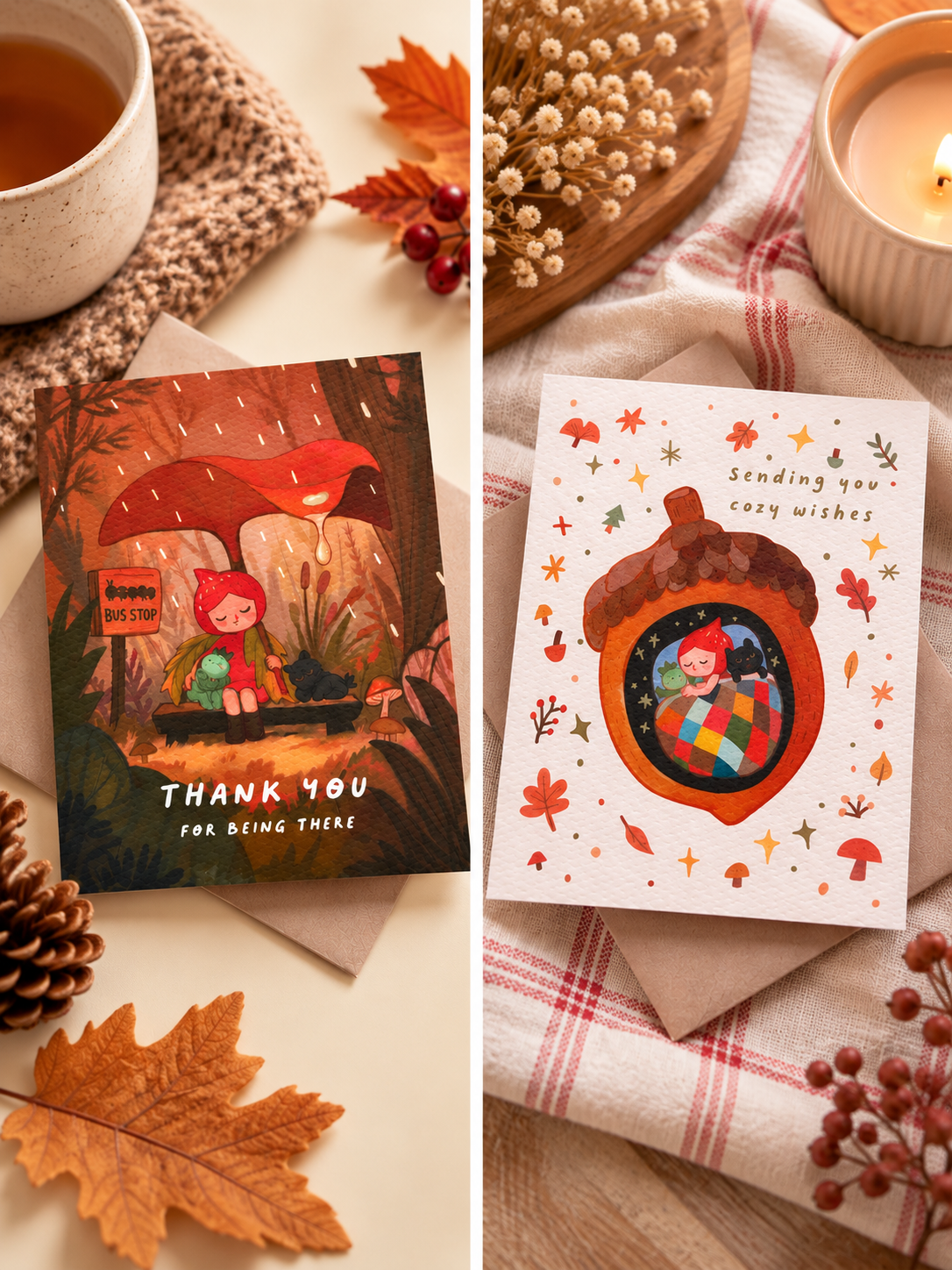 Woodland Greeting Card – Thank You or Cozy Wishes