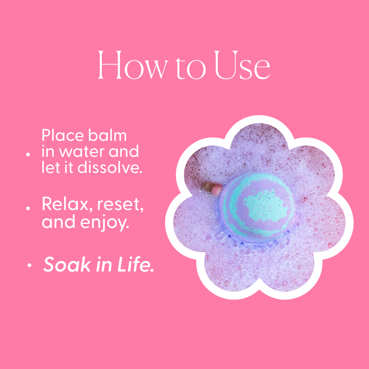 How to Use the Musee Bath Balm Image on a pink background. 